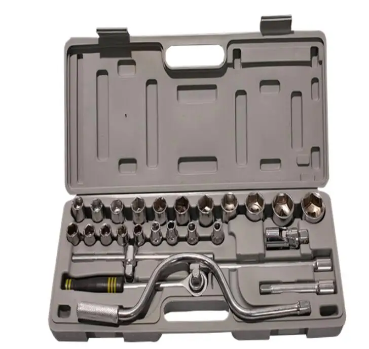 

27pcs socket ratchet wrench hand tool auto repair Vehicle tools mirror surface