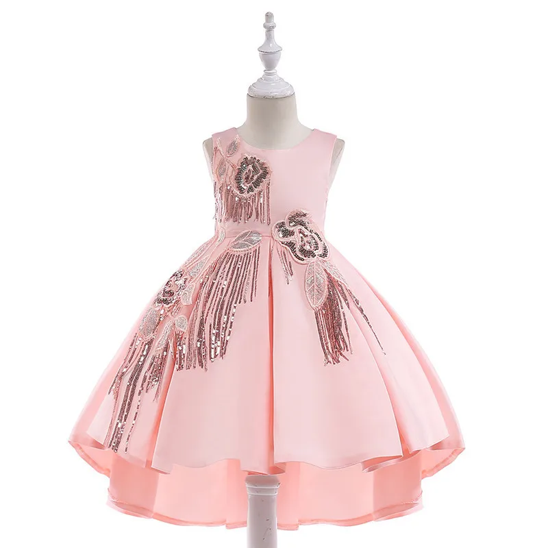 

Lace Sequin Embroidery Girls Princess Dress Summer Dress For Girls Ball Gown Party Dress Children's Clothes Age 4-10 Years