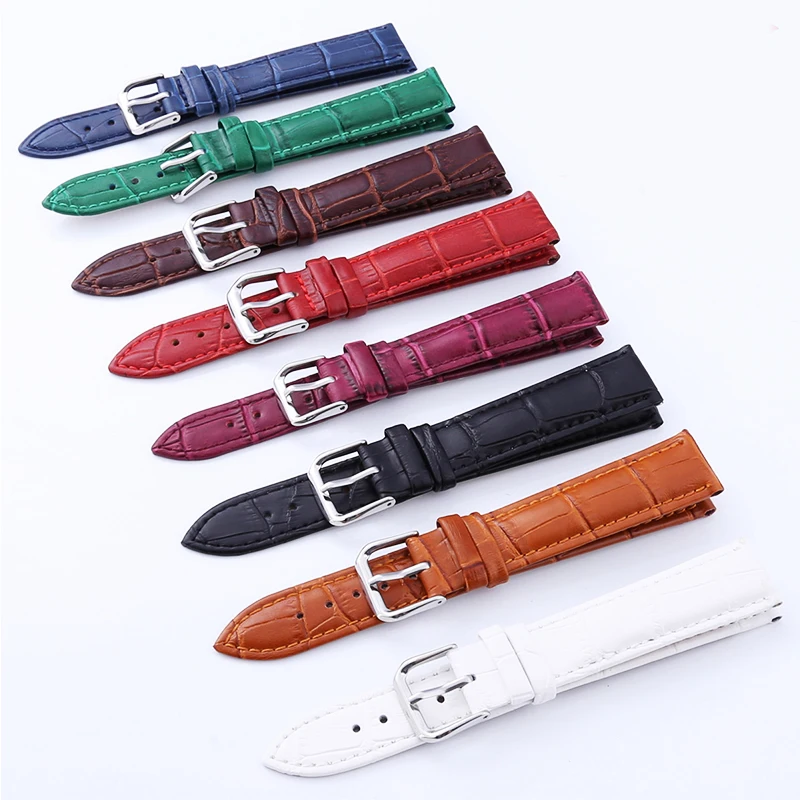 Черные ремешки для часов ремешок кожаный мужчин и женщин натуральная кожа 12 мм 14