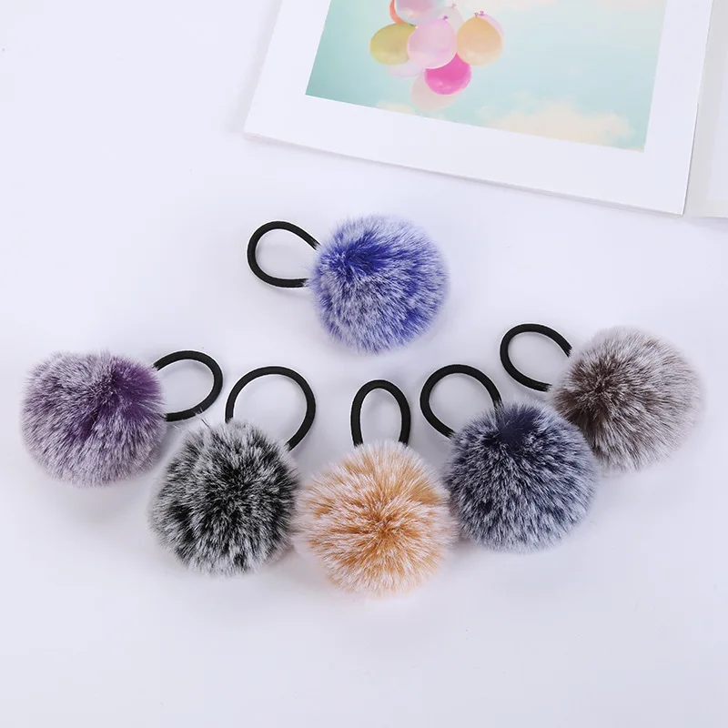

2018 New Artificial Rabbit Fur Ball Elastic Hot Hair Fashion Hair Ties Ponytail Holders Girls Hairband Headband Hair Accessories
