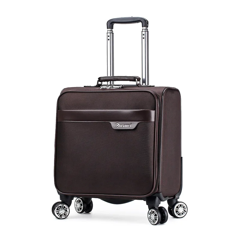 Brown oxford ZYJ унисекс бизнес путешествия кожа сумки на колёсиках s Spinner колеса 18 дюймов полосатый чемодан самолет носить на тележке Багаж - Цвет: Brown oxford