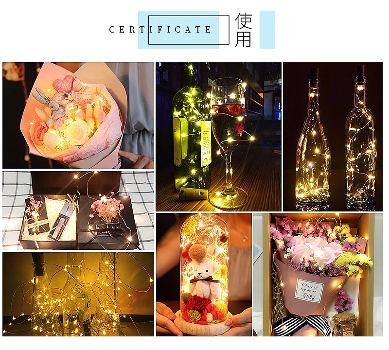 2M LED Garland Copper Wire Corker String Fairy Lights for Glass Craft Bottle New Year Christmas Wedding Decoration With Battery | Освещение