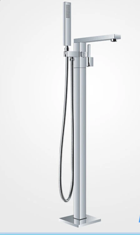 

Bathroom Chrome Floor Standing Freestanding Mounted Bath tub Filler Sprayer Mixer Tap Faucet 009