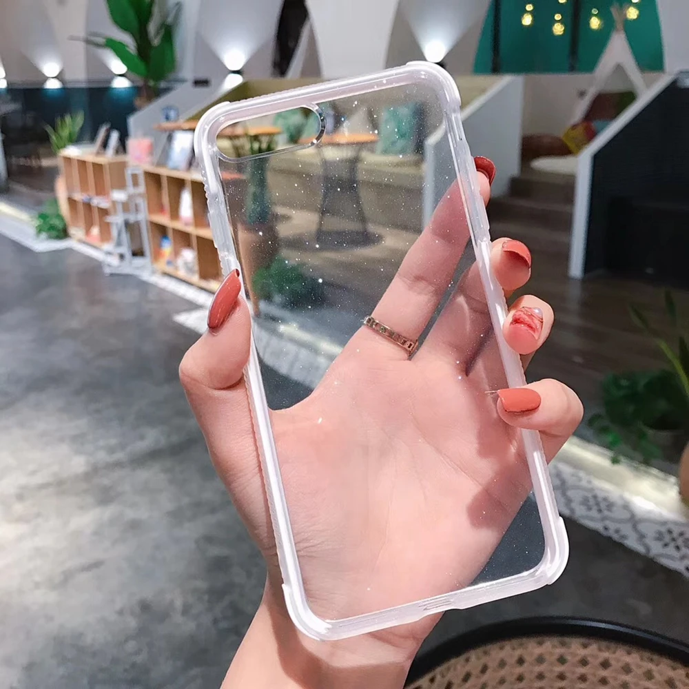 Роскошный блестящий чехол для телефона iPhone X XS 8 7 Plus 6 6S прозрачный мягкий