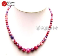 qingmos natural agates necklace for women with 4 12mm round amaranth multicolor 18 agates chokers necklace jewelry colar 5857