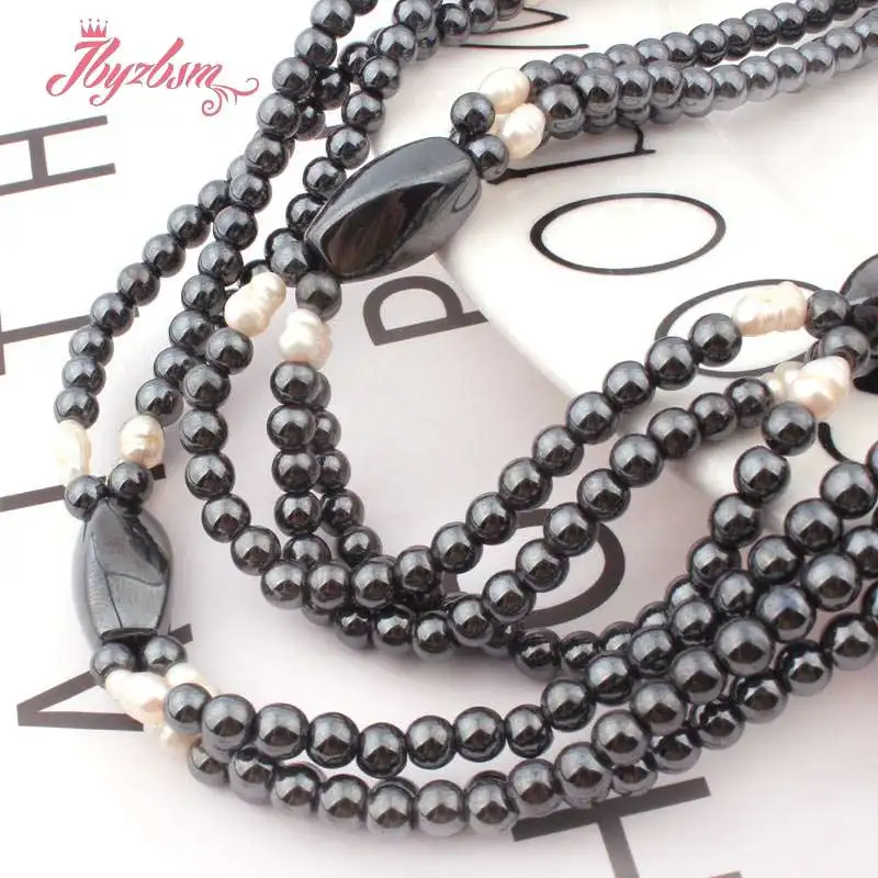 Круглые (без магнита) бусины 4 мм из гематита и натурального камня для племенных