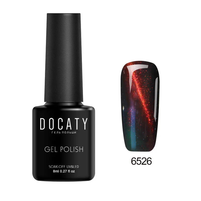 Docaty Fire Red Cat's Eye Гель лак для ногтей маникюр отмачиваемый 6 видов цветов LED УФ