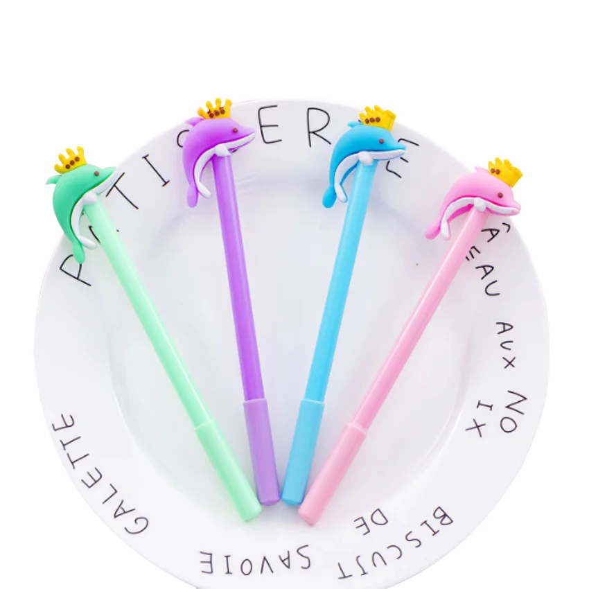 30 шт./лот новинка корона дельфин Черная гелевая ручка подарок Канцтовары для