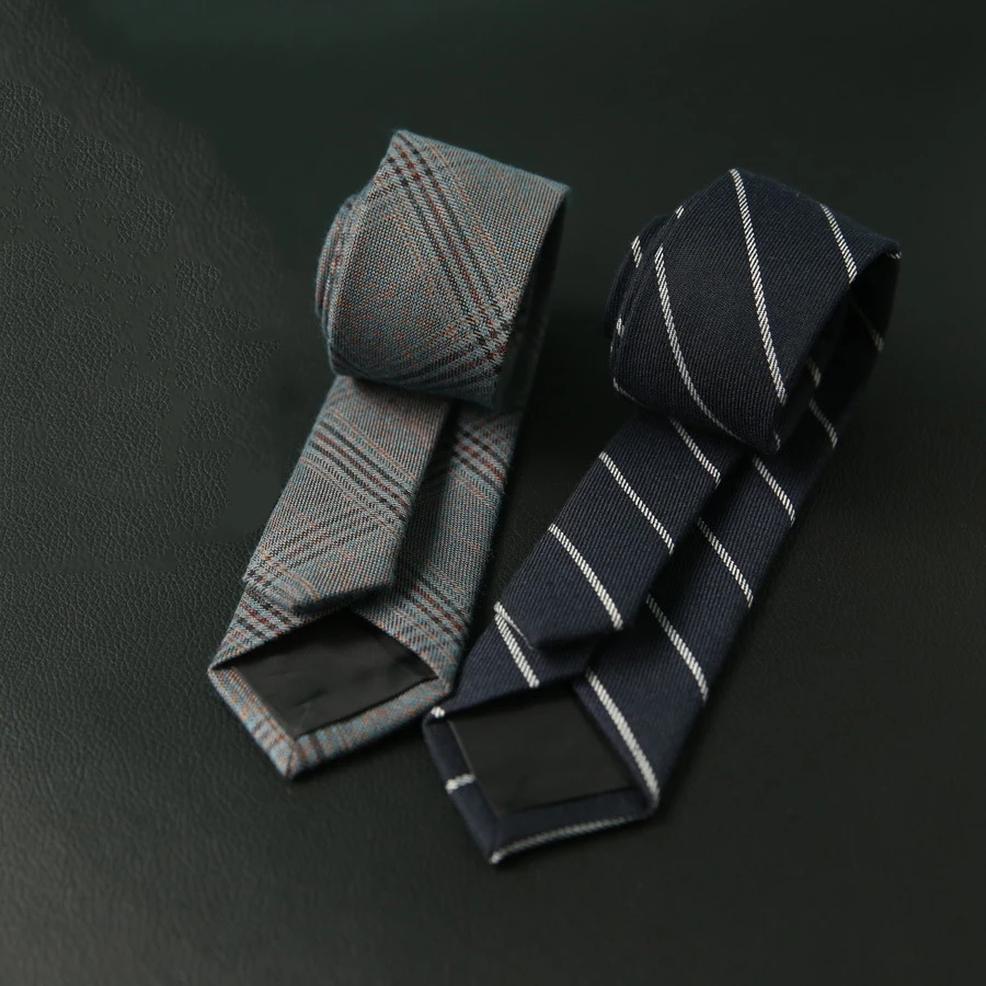 Mantieqingway 6cm Casual Cotton Necktie Black Solid Color Neck Ties for Mens Gravatas Slim Marriage Skinny Plaid Tie Cravat | Аксессуары
