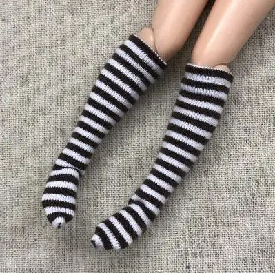 10 black white 1 пара, модная одежда до колена, в полоску, для Licca, Azone, Barbies Pullip 1/6, кукольная одежда, аксессуары для носков, игрушки для девочек - Цвет: 10 black white