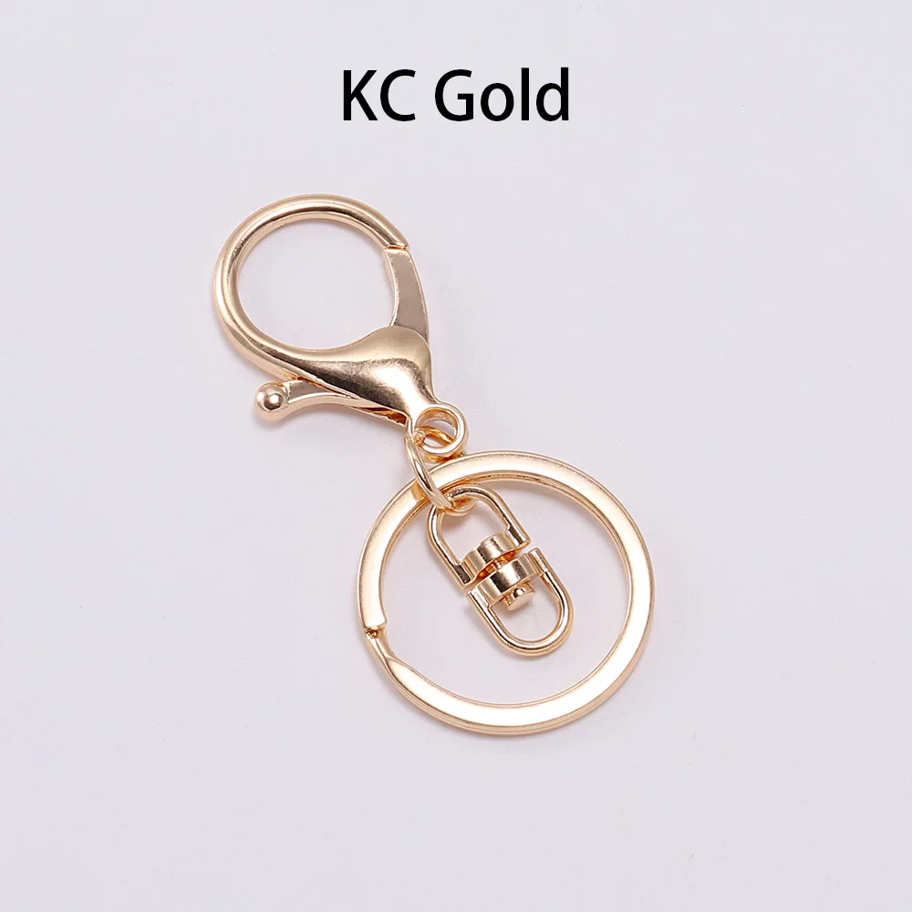 KC Gold 5 шт./лот, золотистый, Серебристый Брелок для ключей, кольцо для ключей 30 мм, длина 70 мм, застежка-карабин, брелок для ключей, цепочка для изготовления ювелирных изделий - Цвет: KC Gold