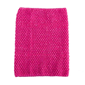 Hot pink 10pcs Вязаный топ-труба 9x10 дюймов, топ-пачка для маленьких девочек, вязаная юбка-американка топ-пачка, вязаная крючком повязка на голову, смешанные цвета, 10 шт. в партии - Цвет: Hot pink 10pcs