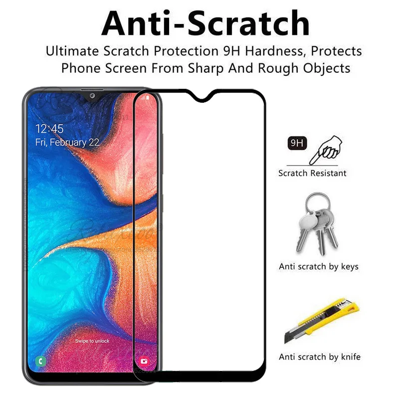 Защитное стекло для samsung Galaxy A20 A20E, защита экрана, закаленное защитное стекло для samsung A 20 A205F, полное покрытие, пленка 9H