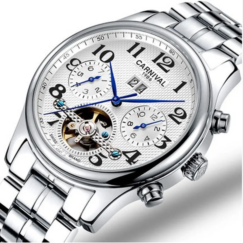 2016 автоматические механические часы Carnival с турбийоном мужские роскошные