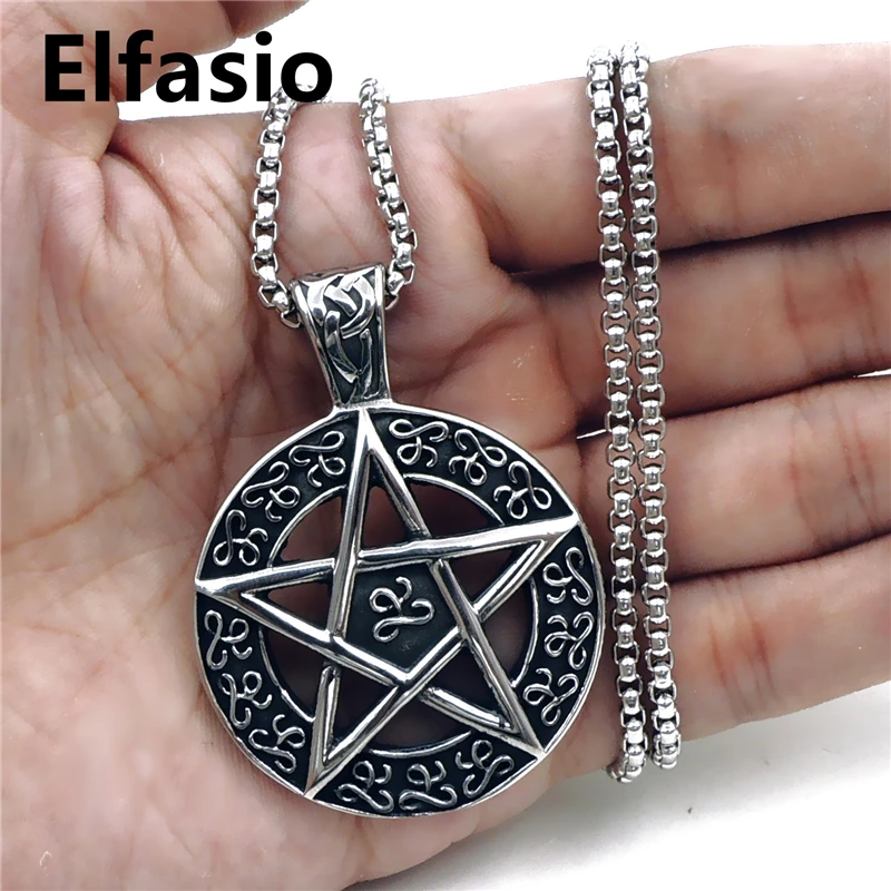 Мужские кельтские Wicca пентаграмма амулет со звездой кулон с цепочкой из