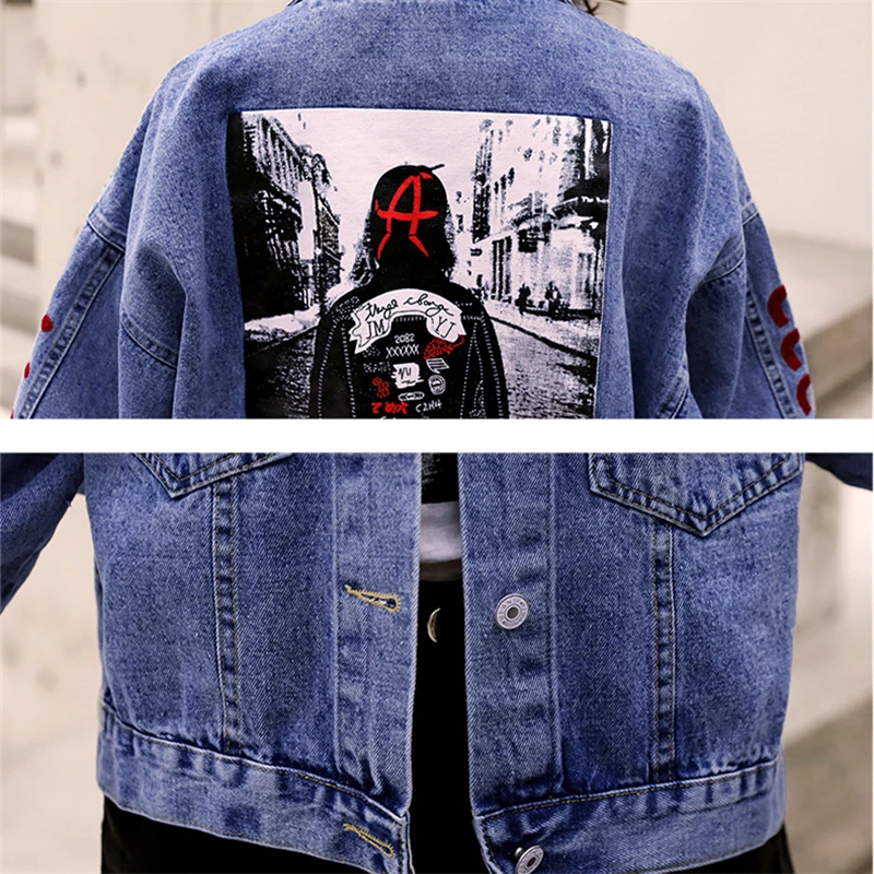 Женская джинсовая куртка с вышивкой короткое пальто на весну и осень новая