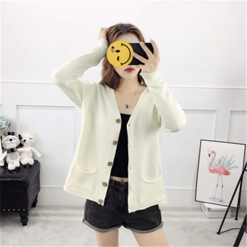 Женский трикотажный кардиган с длинным рукавом Короткий Джемпер ZZ216 Осень зима