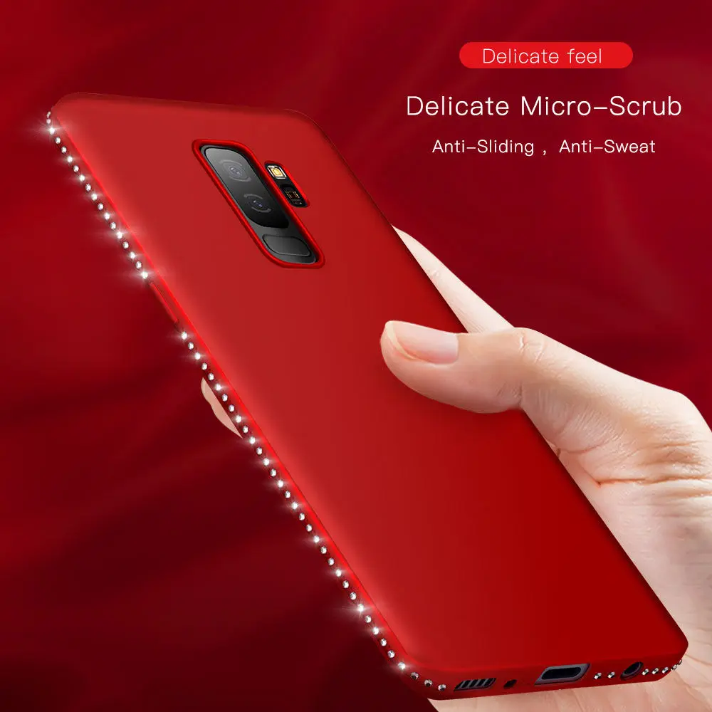 Роскошные сплошной цвет Bling diamond чехол для телефона samsung Galaxy Note 8 S7 S7edge S8 S8Plus S9 S9Plus