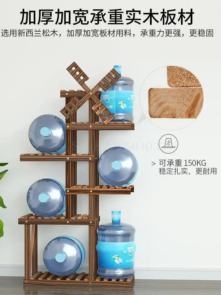 Балкон Цветочная полка Крытый деревянные гостиная напольный многослойная