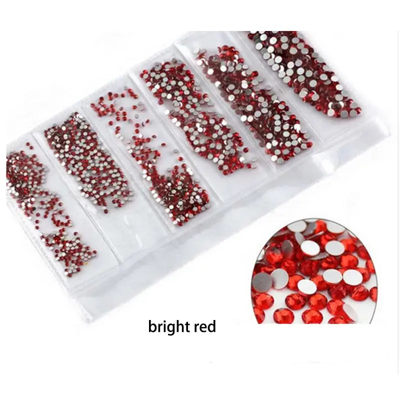 bright red Стразы с плоской задней стороной, стразы для костюма, клей на кристаллах, без горячей фиксации, SS4~ SS14, паяльник на Стразы, ожерелье из ткани, декор для ногтей - Цвет: bright red