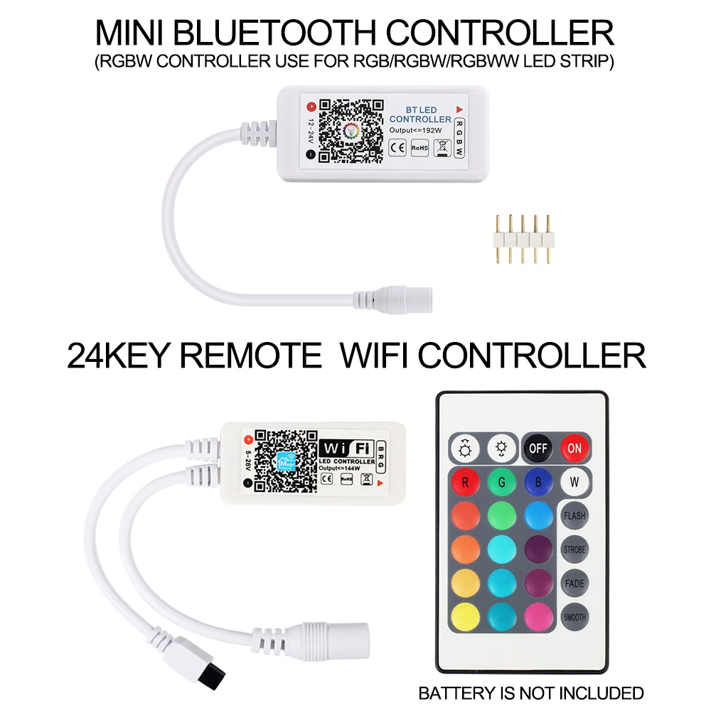 DC12V 5050 Светодиодная лента RGB RGBW RGBWW 60 Светодиодный s/m 5 м с мини Wi-Fi/Bluetooth контроллером и 3A Блок питания Светодиодная лента