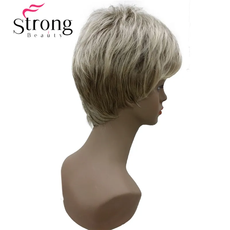 StrongBeauty очень короткие черные челки полный синтетический парик выбор цвета