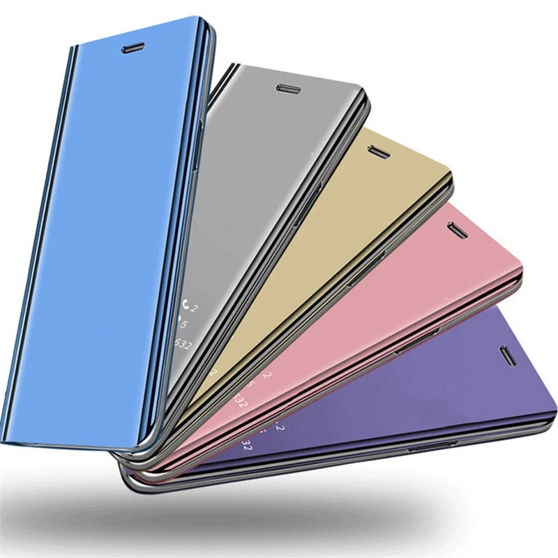 Противоударный чехол для Xiaomi Redmi Note 7 роскошный умный зеркальный флип с полной
