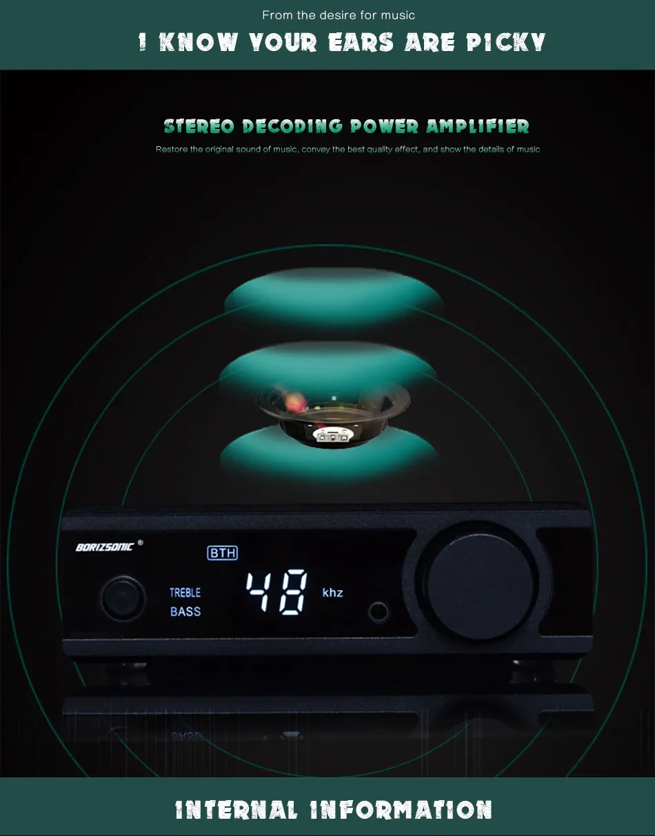 BORIZSONIC dac аудио TDA7498E HiFi стерео Bluetooth 5,0 усилитель мощности USB/OPT/коаксиальный с NFC сабвуферный наушник Amp