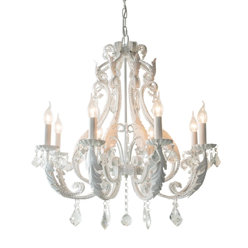 

America Style Palais Chandelier Rustic White Slivery Golden Grey Lustre K9 Crystal Lamp Shop Restaurant Chandelier