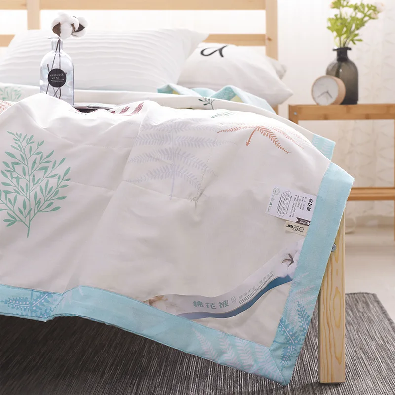 Стираное хлопковое летнее прохладное воздухопроницаемое одеяло стеганое