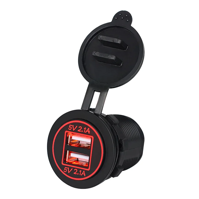 

Hot 5V 4.2A Dual USB 12V 24V Car Motorcycle Truck Cigarette Lighter Adapter Mobile Phone Car Charger Socket BX