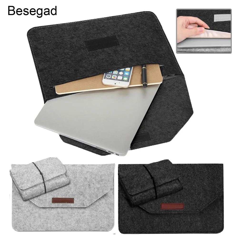 Фетровый чехол Besegad для ноутбука с адаптером питания Apple Macbook Mac book Ipad Pro Air Retina Samsung