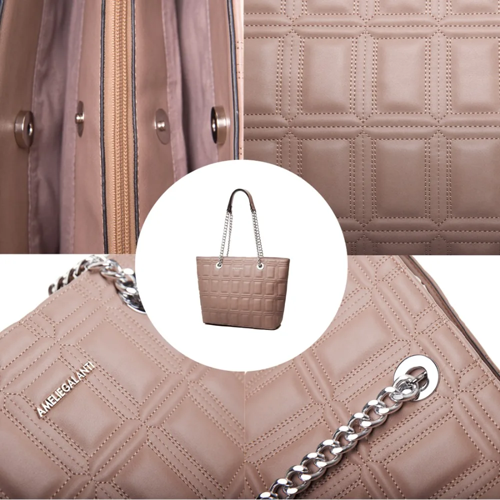 AMELIE GALANTI Women's Shoulder Chain bag Women Casual Tote Geometric Embroidery Bag Fashion Solid Handbag | Багаж и сумки