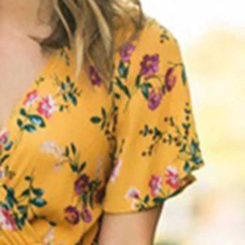 2019 Boho Модное Элегантное макси платье с цветочным принтом женское высокой талией