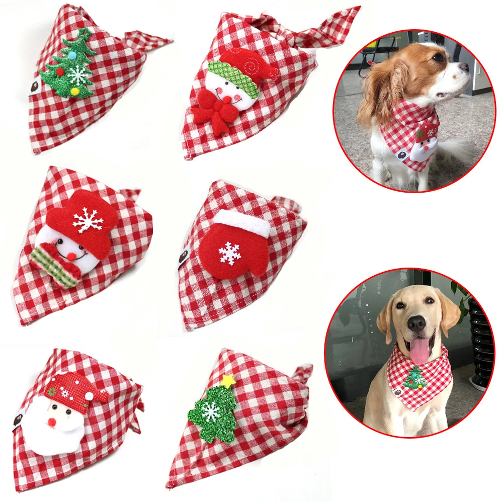 

30pcs Christmas Pet Supplies Handmade Cotton Adjustable Dogs Cat Bandanas Scarf Bowties Santa Claus Snowman Pet Dog Accessories