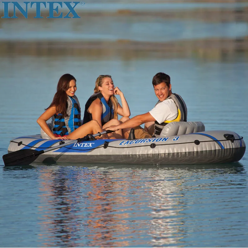 INTEX 68319 три человека надувные рыбацкая лодка резиновая лодка утолщение увеличился лодка с веслами и туфли-лодочки