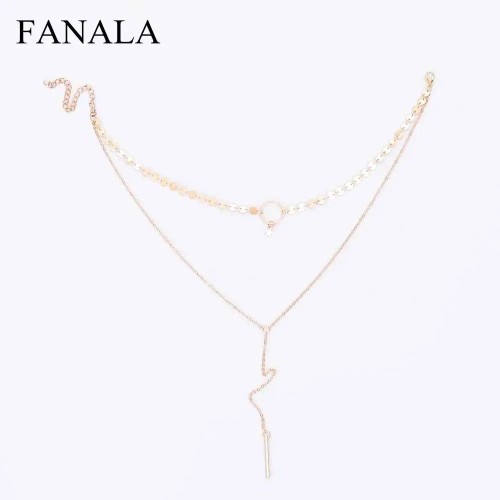 KISS Double Choker Star Sale Silver Sequins Jewelry Layer WIFE For Necklace Hot Women Accessories 2017 Gold Chokers Long Tassel | Украшения