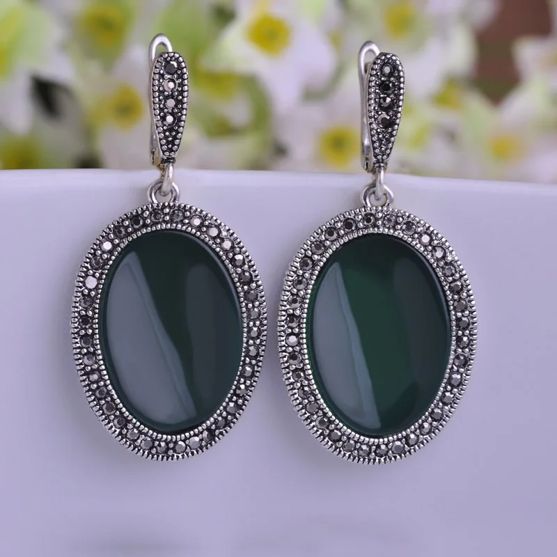 Женский комплект из колье и серёг Blucome красный Овального кулона смолы индейка