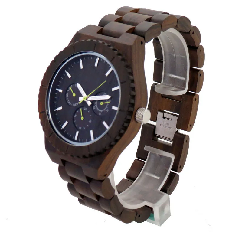 Dropshipping Design Chronograph SandalWooden Wrist Watches 100% Natural SandalWood Quartz in Gift Box Relogio Masculino | Наручные часы