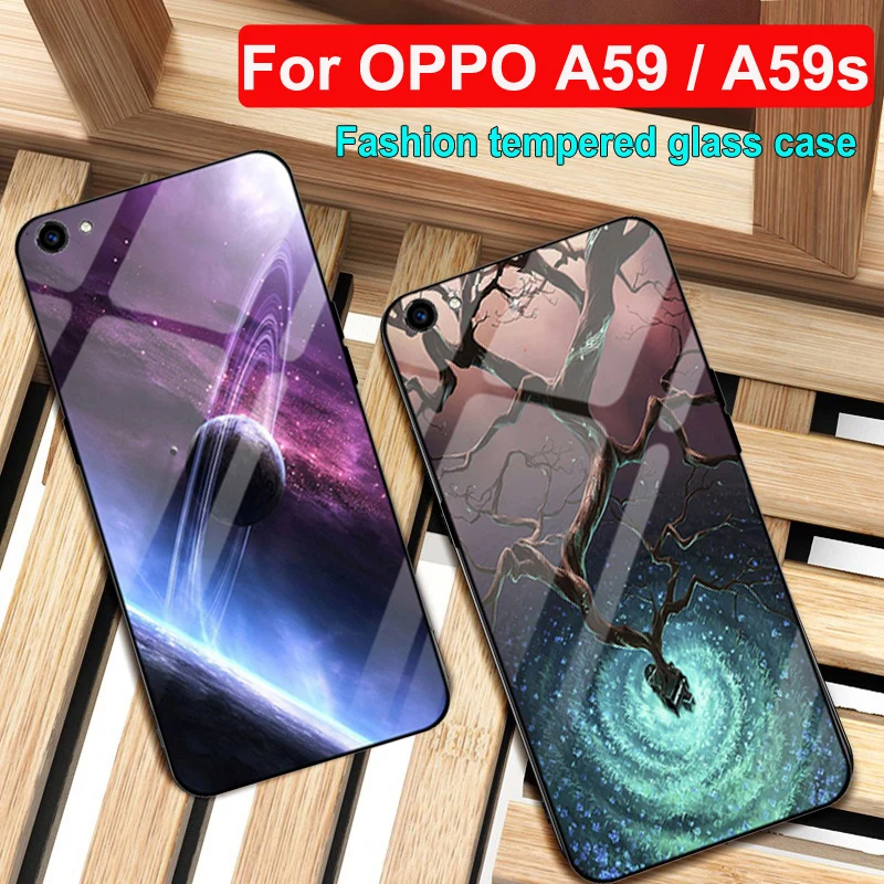 Для OPPO A59 чехол A59T A59M закаленное стекло + края из ТПУ тонкий жесткий для A59S Чехлы s t