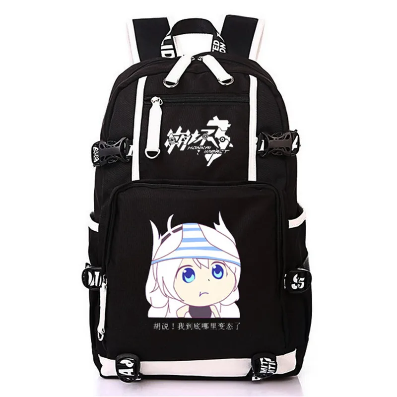 D Honkai Impact 3 игры печати рюкзак usb зарядка ноутбук рюкзак Оксфорд Путешествия Рюкзак Холст Школьные сумки подарок ручка сумки - Цвет: D