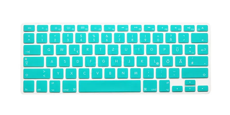 HRH немецкая силиконовая клавиатура, защитная пленка для Macbook Air 1" 15" 17Pro с retina, английская версия - Цвет: Aqua blue