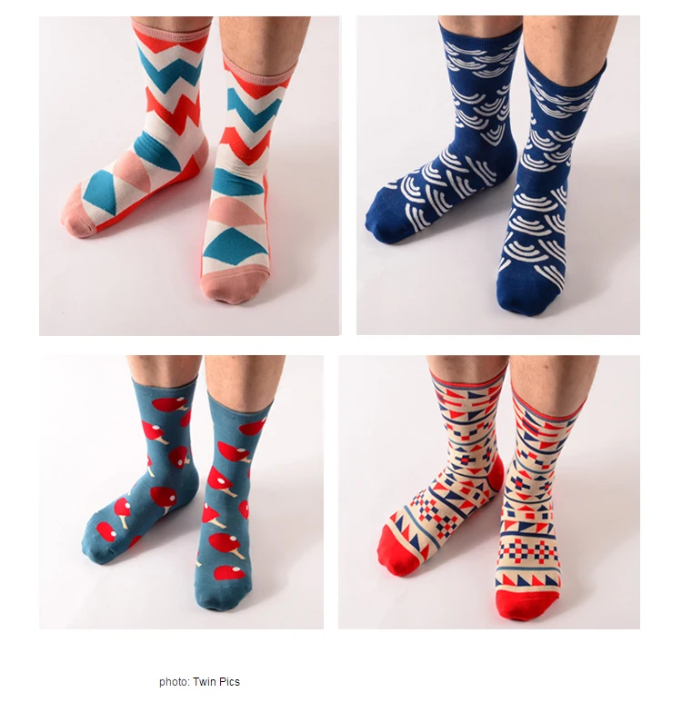 

New Fashion Square Maple Stripe Knot Cartoon Long Socks For Men and Women Novelty Unisex British Style Crew Socks Cotton