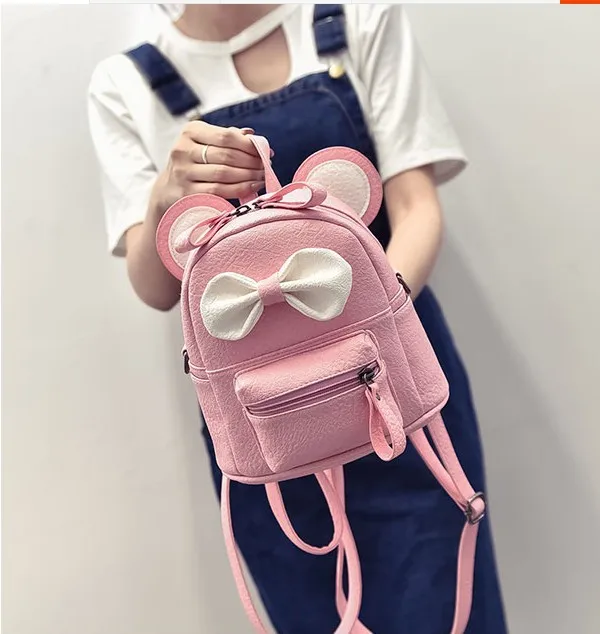 2017 Кожа Милые Девушки Рюкзак Школа Небольшая Мини Лук Подростков Девочек Рюкзаки