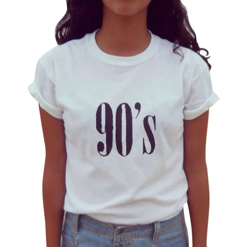 Женская футболка с надписями 90 повседневные Забавные футболки повседневная