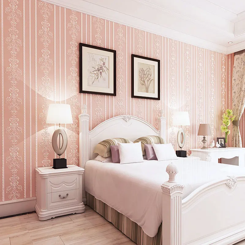 3D рельефная Нетканая самоклеящаяся настенная бумага для спальни рулона