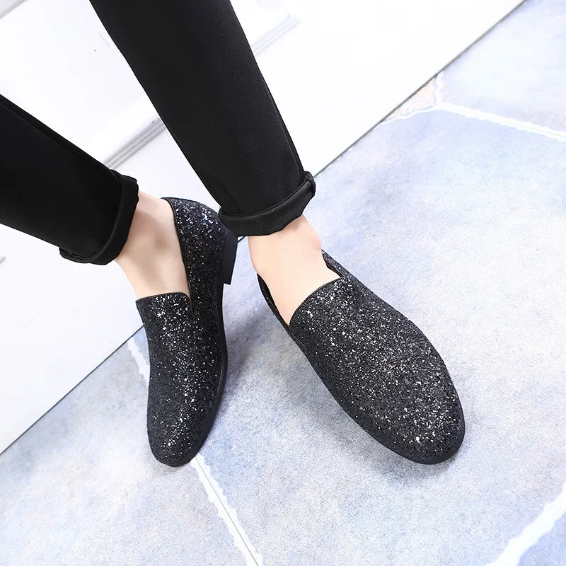 Yas Bae Casual brand rock Black male high top studded Sequins shoe hightop Footwear street style Tenis chaussur Loafers for men | Обувь