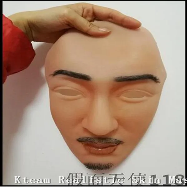 

Top Grade Party Show Cosplay female crossdresser mask realistic Silicone masks with beard Handsome Man mask Full Face Mask toys