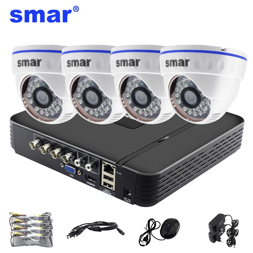 Smar 4CH 1080N 5 в 1 AHD DVR комплект 4 шт. 720P/1080P IR Camera видеонаблюдения Системы Крытая