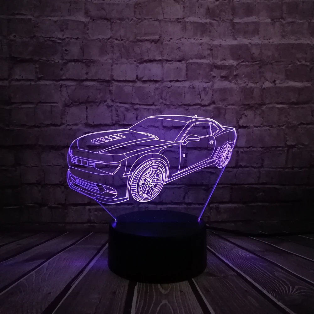 Мультфильм Шевроле Камаро Шмель 3D лампа Mulitcolor Ночник светильник USB LED ing Рождество